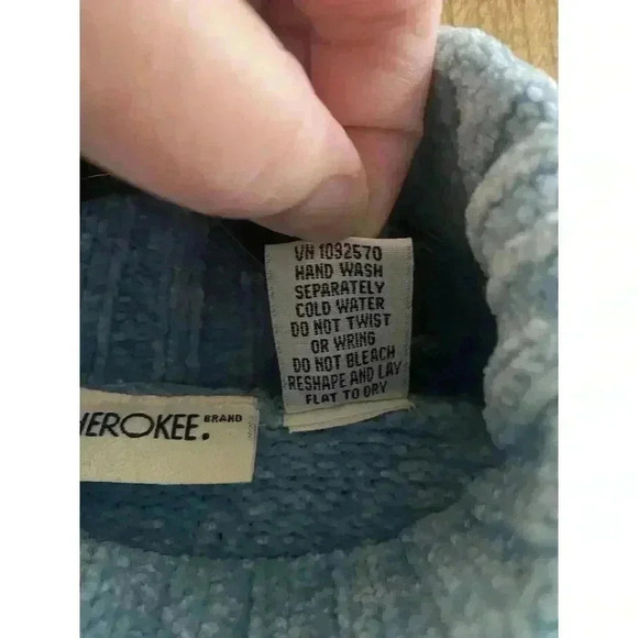 Vintage Cherokee Turtleneck Sweater in Blue With Patterns Buttery Soft Size L - Picture 4 of 15